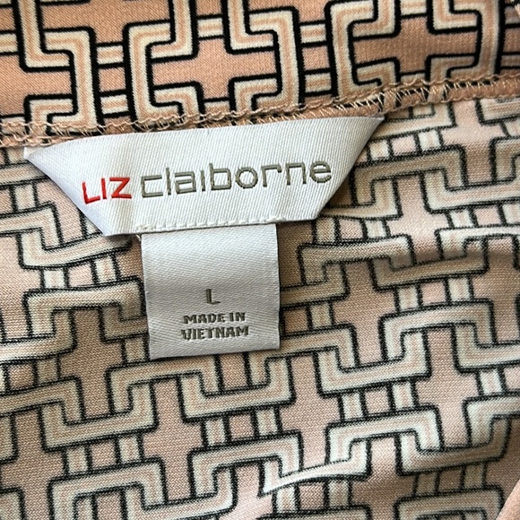 Liz Claiborne Women’s Geometric Pattern Square Neck Top Size Large Pink Black - Picture 8 of 9